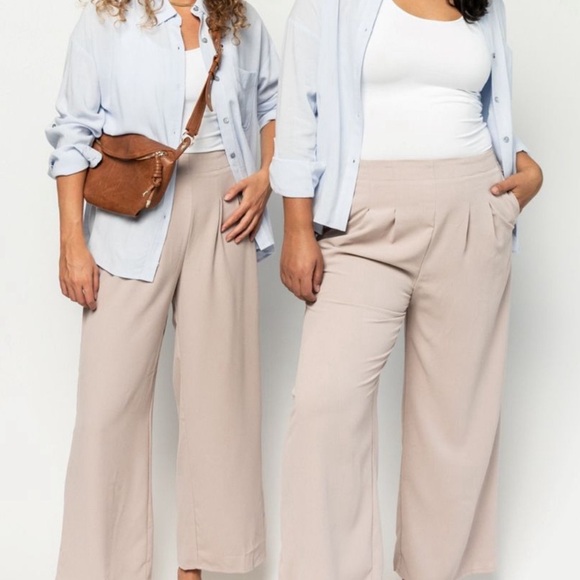 Hayden elastic waist wide leg pant in stone NWT - Picture 4 of 4